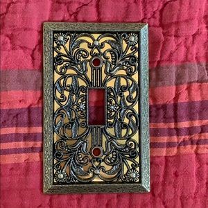 Gold Light Switch Plate with 3D Floral Motif